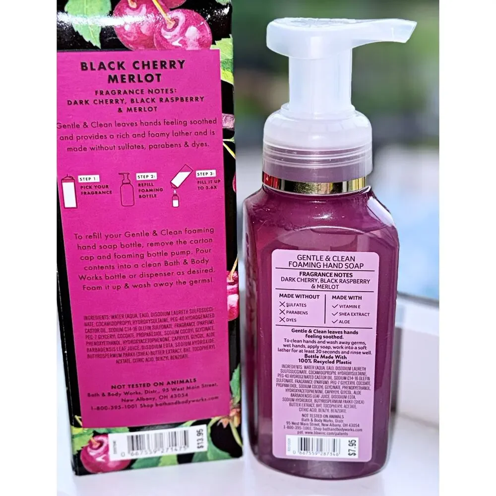 Bath & Body Works Black Cherry Merlot 8.75oz Foaming Hand Soap + 32oz Refill